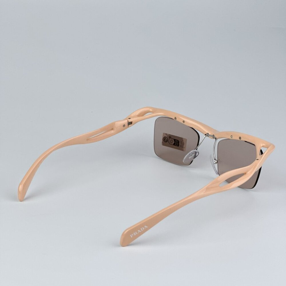 Prada PRA15S 18Q4I2 BRAND NEW Sunglasses Peach Light Brown Rectangle Unisex - Picture 9 of 14